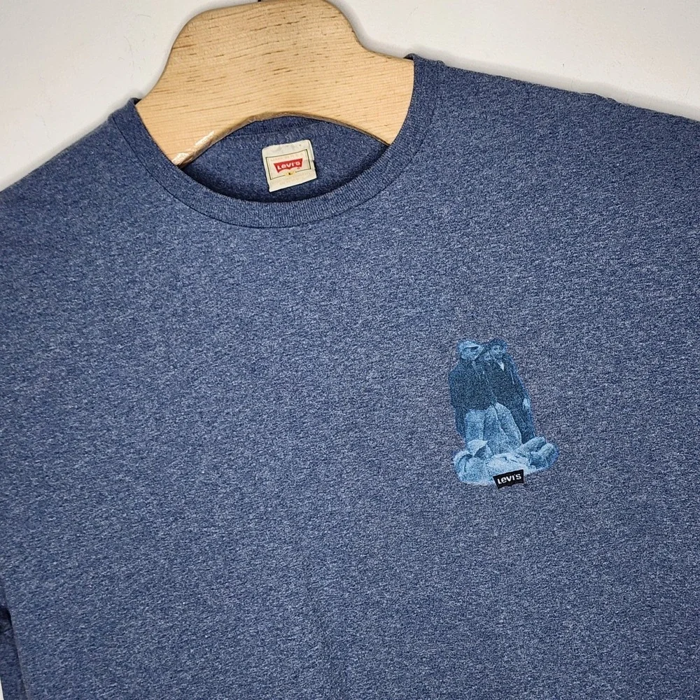 Vintafe 1996 90s LEVI's Blue Jeans Mens T-Shirt L‎ Single Stitch USA Made Promo